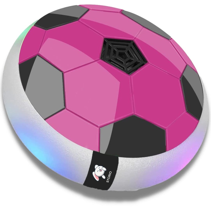 Hover Football | Indoor Floating Hoverball | Disc with Soft Foam Bumpers | Colorful LED Lights | Air Football Soccer Game for Kids | Made in India | BIS-Approved (Pink)