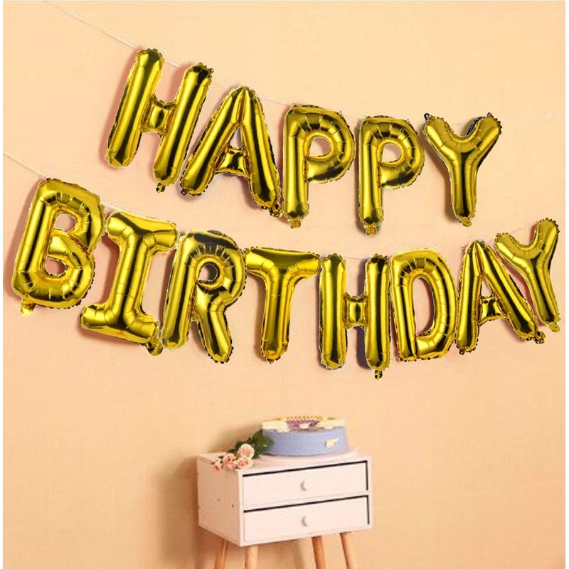 LUXZURY by  16 Inch Happy Birthday Letter Foil Balloon Birthday Party Supplies, Happy Birthday Balloons for Party Decoration – Gold Golden