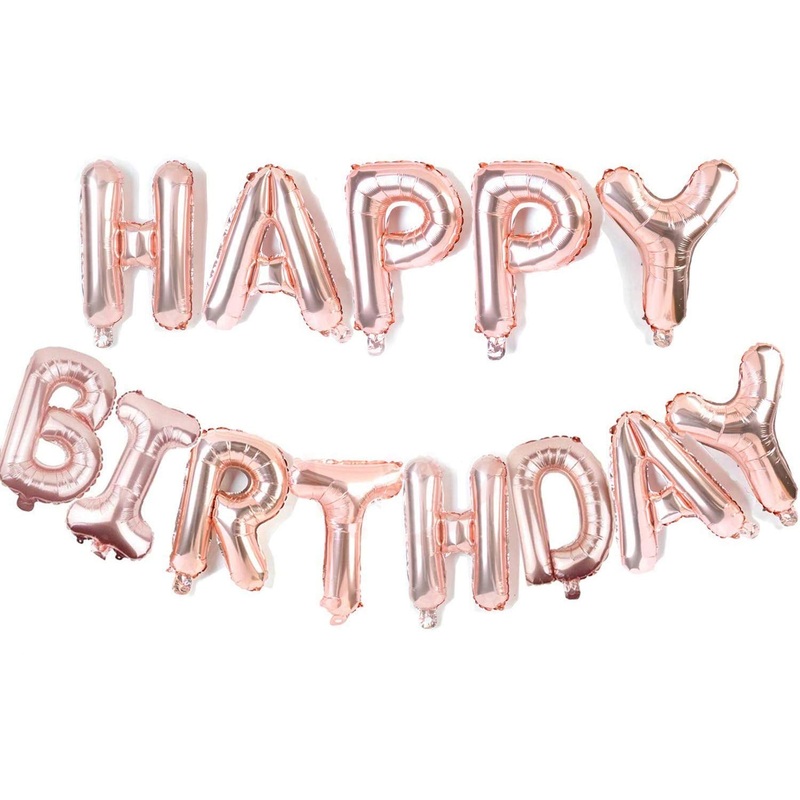 LUXZURY by  Rose Gold Happy Birthday Letter Balloons – Foil for Unicorn, Princess, Photo Booth, 1st, Girls, Room, Wife, Women, Baloons, Words, Letters Banner Decorations Party Celebrations