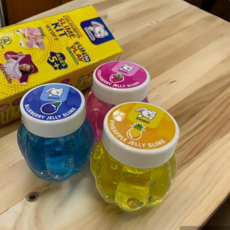 Non Sticky Safe Fruit Scented DIY Toy Slimy Slime Gel Jelly Putty Set Art kit Toys for Boys Girls Kids Slime – Set of 3