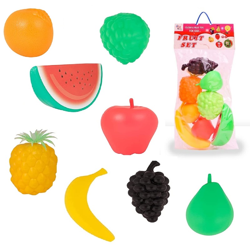 Plastic Fruits Toys for Kids 8 Pcs Fruit Set Kitchen Pretend Play Toys Set Home Decoration