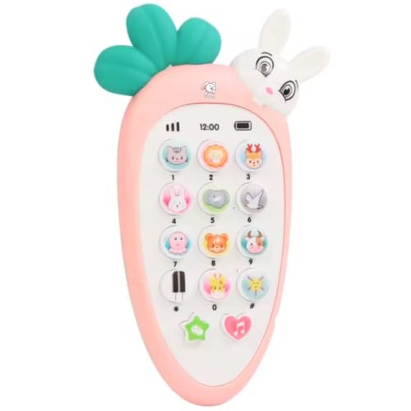 Radish Style Cute Rabbit Face Pretend Play Cell Phone Toy for Kids, Toddlers with Music, Ringtones, Lights – Birthday Party Favors and Gifts for Girls