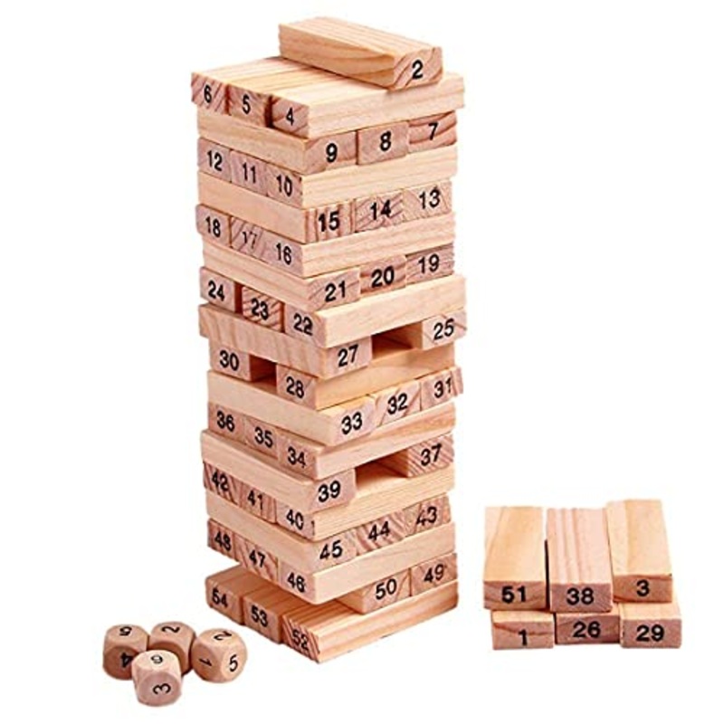 Toys & Games Colorful Tumbling Tower Game for Kids and Adults, Wooden Blocks with Dices Game|Stacking Game Challenging Maths Game | Skill Development and Color Recognition
