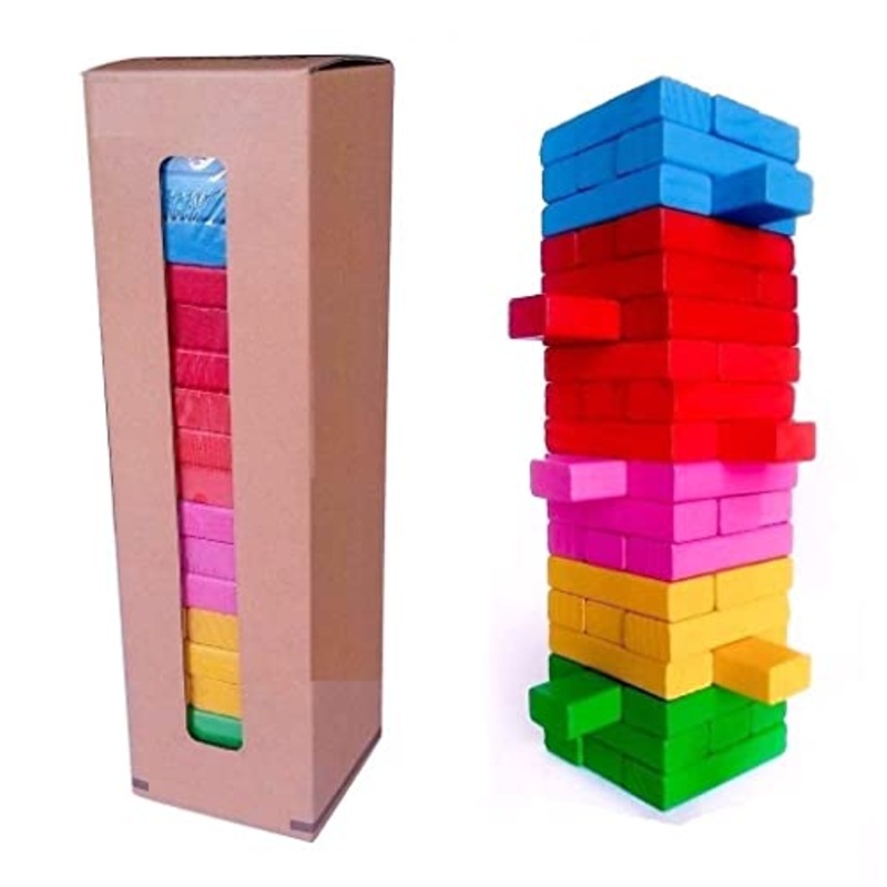Toys & Games Tumbling Tower Game for Kids and Adults, Wooden Blocks with Dices Game|Stacking Game Challenging Maths Game