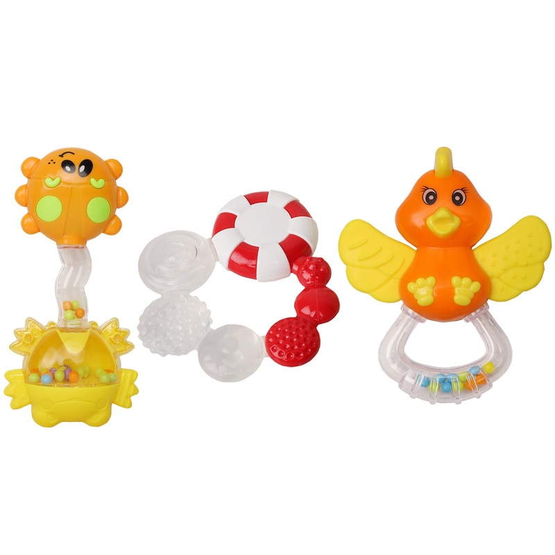 Baby Moo Fun-filled Multicolour Set of 3 Musical Rattle Teether