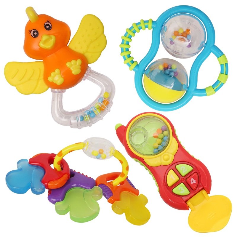Baby Moo Mixed Multicolour Set of 4 Musical Rattle Toys With Light