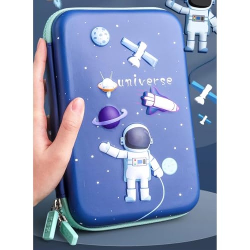 Big Size Eva 3D Cover Large Capacity Space Astronaut Pencil Case Compartments, School Pouch Premium Stylish Pen Holder (Big Size Astronaut Pencil Case)
