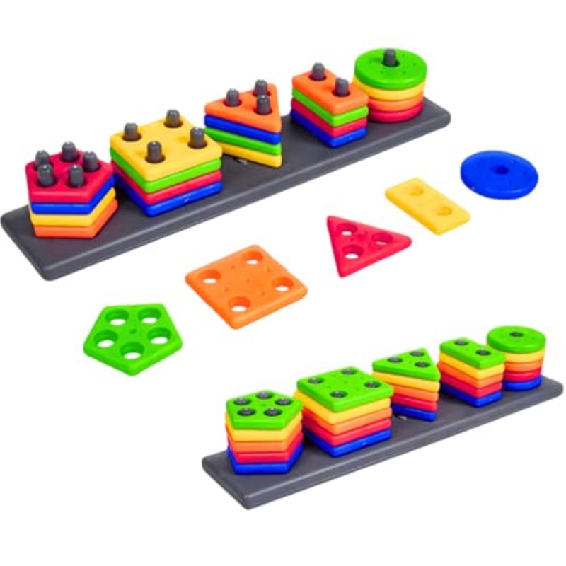 Geometric Angle Blocks, Sorting & Stacking Toys for Toddlers and Kids Preschool, Color Stacker Shape Sorter Gift Educational Learning Toy for 1 2 3 Years Boys and Girls
