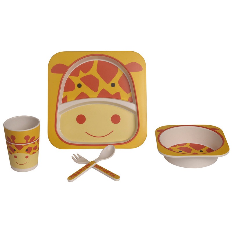 Giraffe Yellow & Orange Bamboo Fiber Dinner Set Large