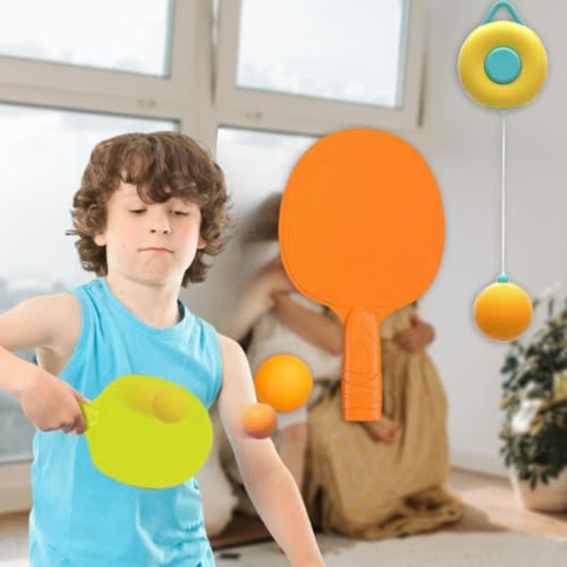 Hanging Table Tennis Trainer Ball Set Ping Pong Indoor Games for Kids | Interactive Fun with 2 Rackets and 5 Balls