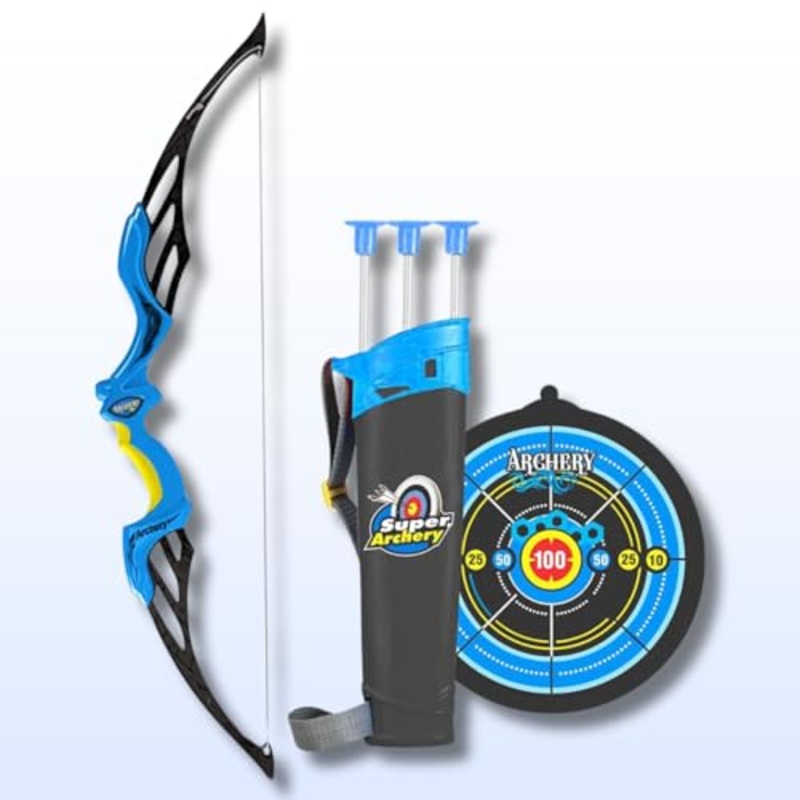 Kids Bow & Arrow Toy | Archery Set for Boys and Girls, Outdoor Hunting Game with 3 Suction Cup Arrows, Target & Quiver | Target Game Perfect for Kids – Red