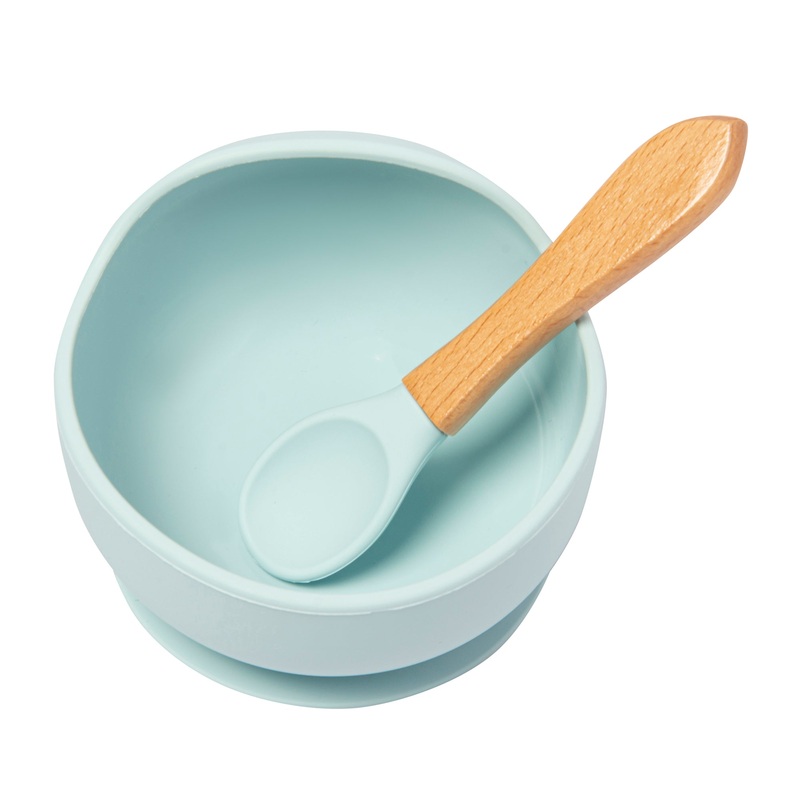 Mint Green Silicon Bowl And Spoon Set