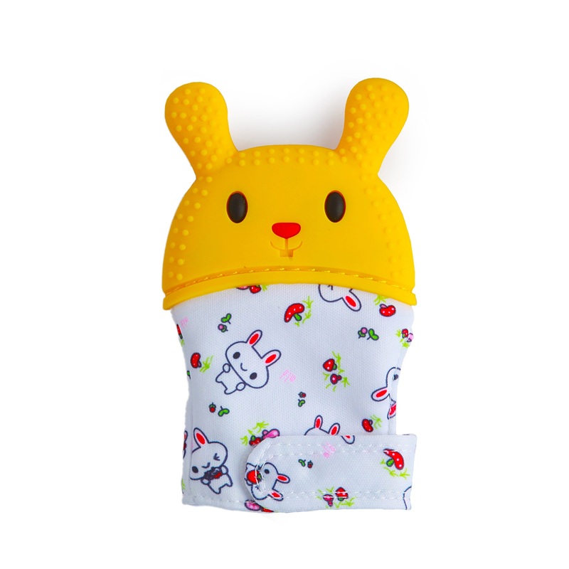 Rabbits Eat Carrots Yellow Teething Mitten – 1 pc