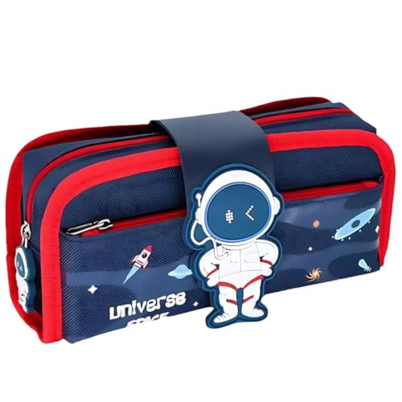 Space Astronaut Pencil Case Large Capacity Pen Bag,Cute Cartoon Stationery Organizer Detachable Zipper Pen Pouch,Polyester Storage Box for Boys Girls Teen Student – Multicolor