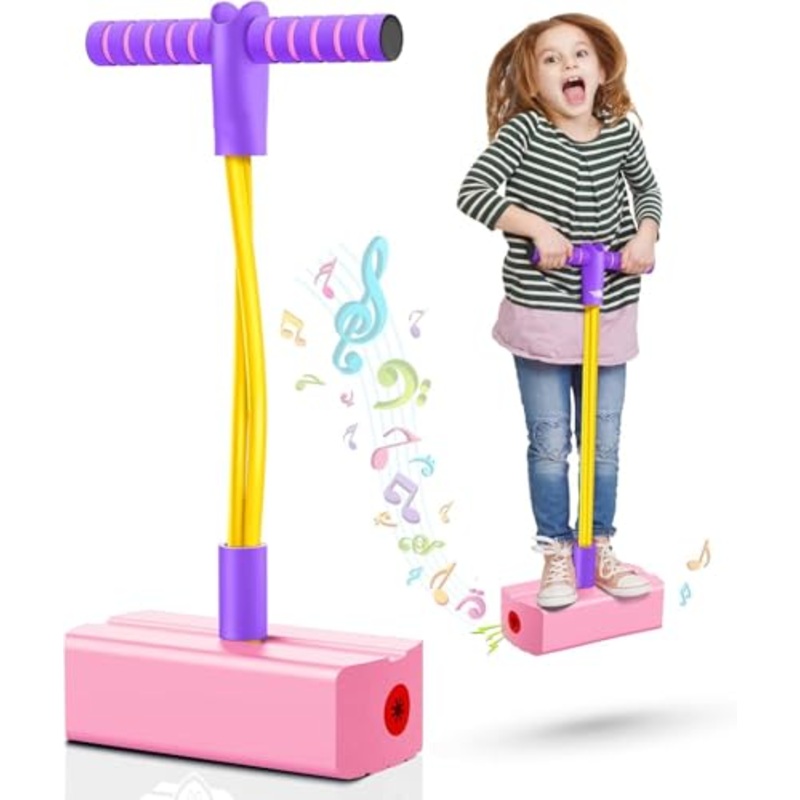 Toysbuddy Kids Hopping Pogo Jumper Fun and Safe Pogo Stick for Toddlers, Durable Foam Bungee Jumping Stick Makes Squeaky Sounds Improves Balance, Bouncing Toy for Ages 3 and Above