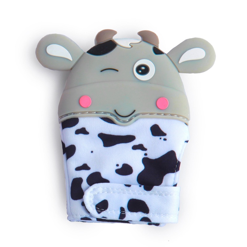 Winking Cow Grey Teething Mitten – 1 pc