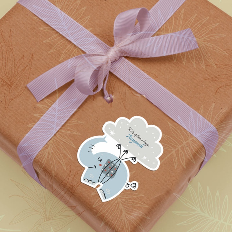 Adorable Personalised Gift Sticker – Elephant – Set of 40