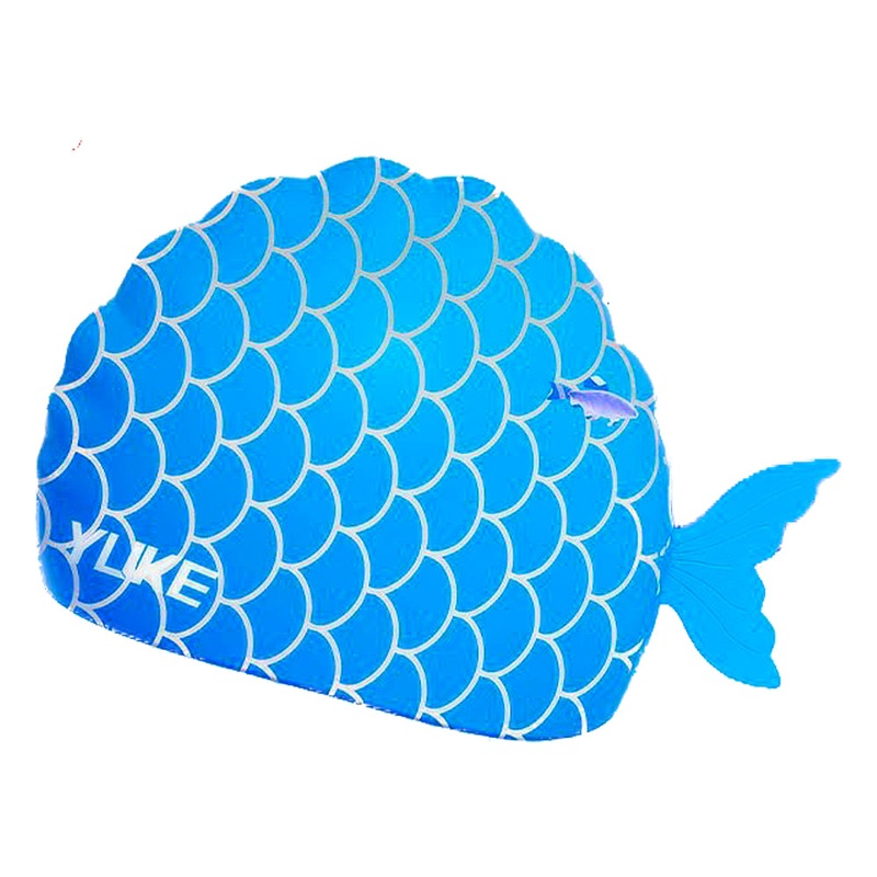 Little Surpise Box, Scales Blue Fishy , Silicone Kids Swim Cap, 5 years -15 years