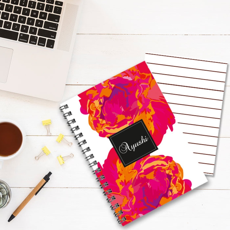 Personalised Notebook (A5 Size) – Abstract Flower