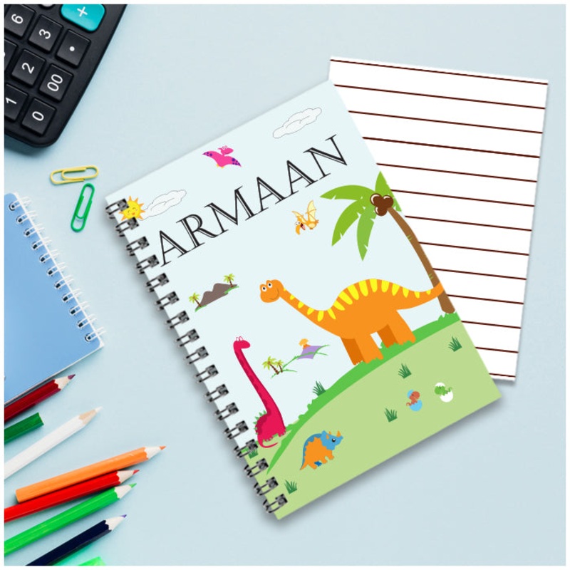 Personalised Notebook (A5 Size) – Dino