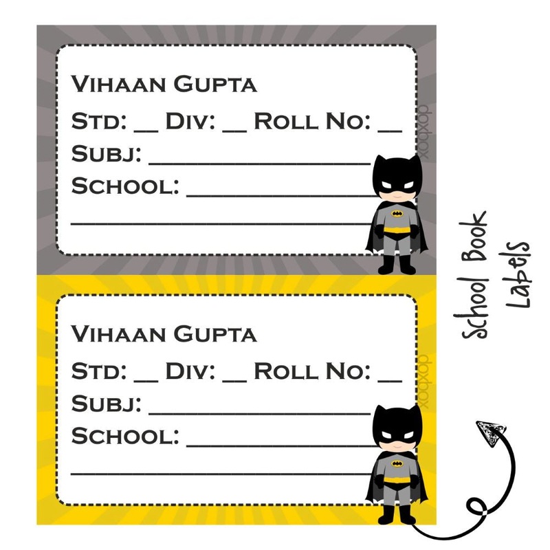 Personalised School Book Label – Batman