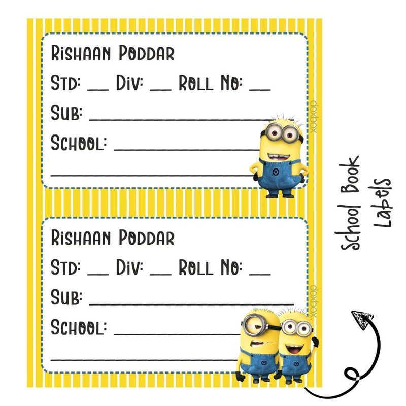 Personalised School Book Label – Minion