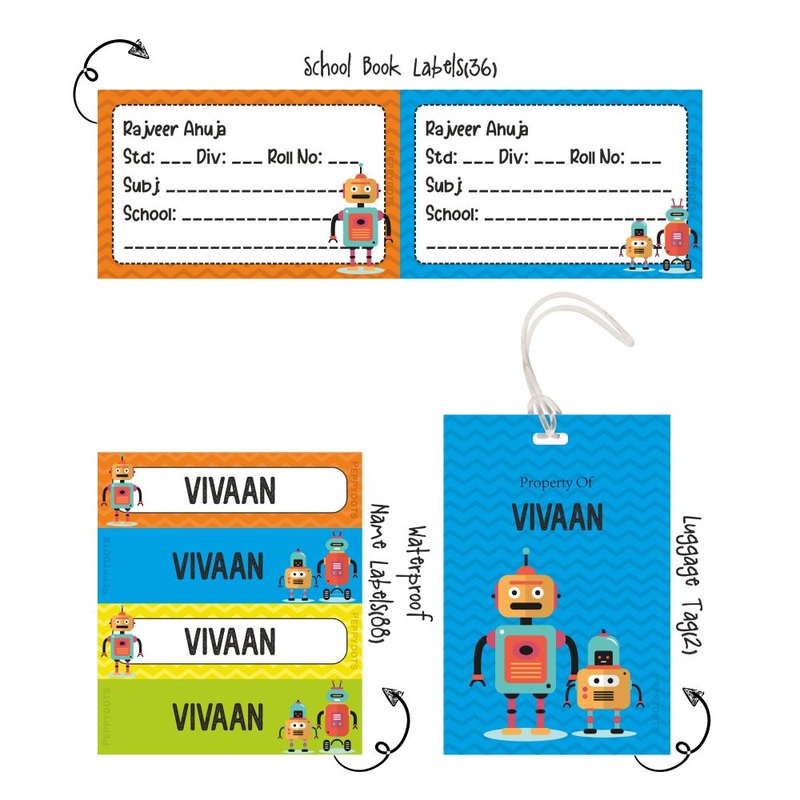 Personalised School Book Label – Robot