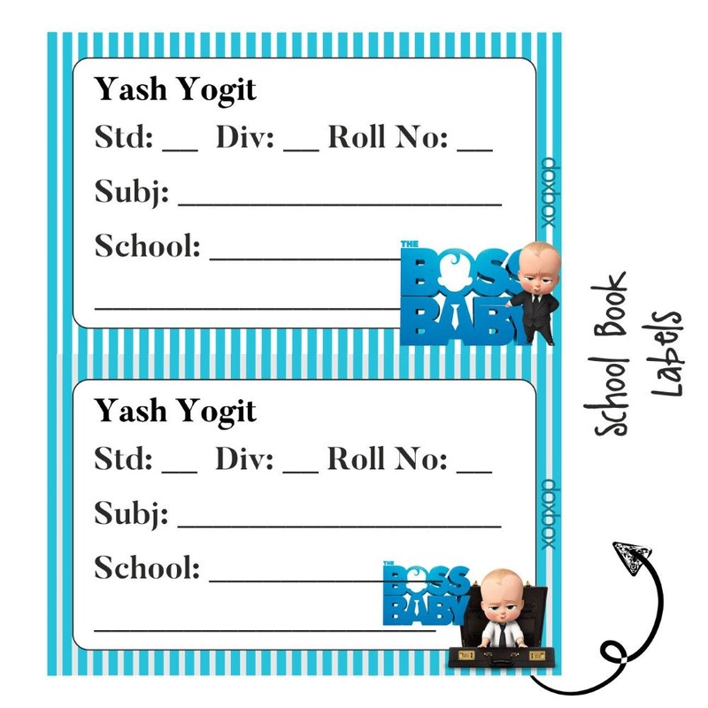 School Book Label – Boss Baby