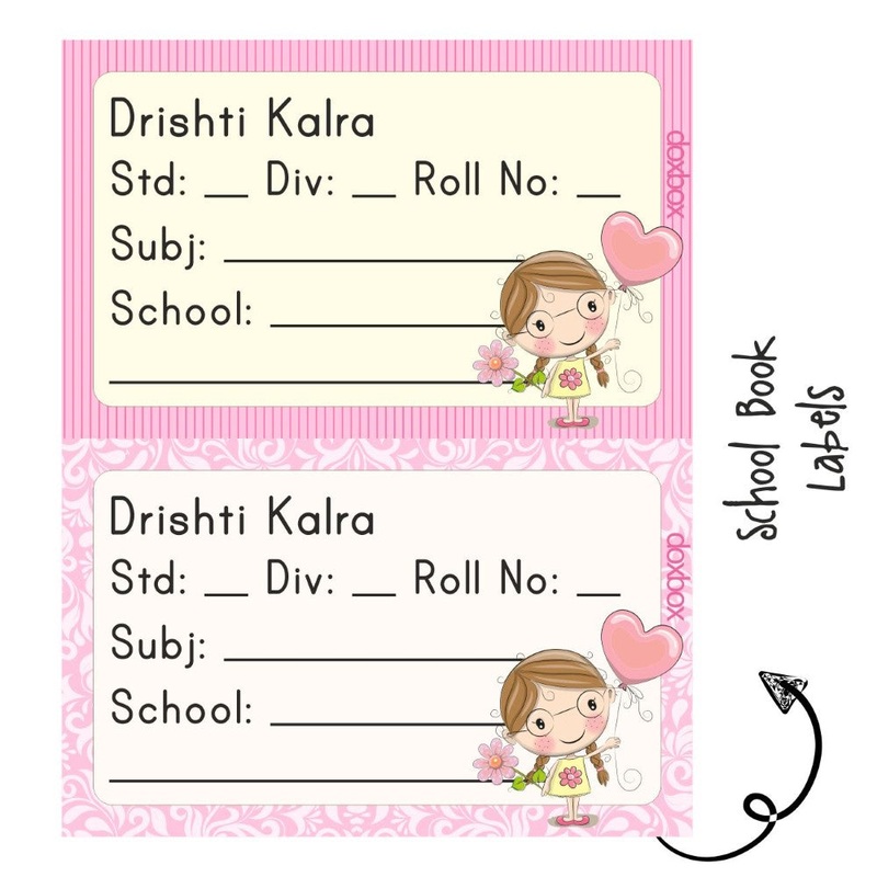 School Book Label – Girl With Flower
