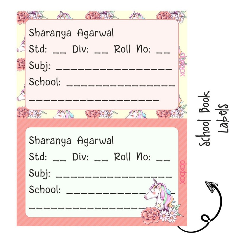 School Book Label – Pink Unicorn