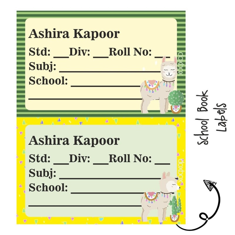School Book Label – Yellow Llama