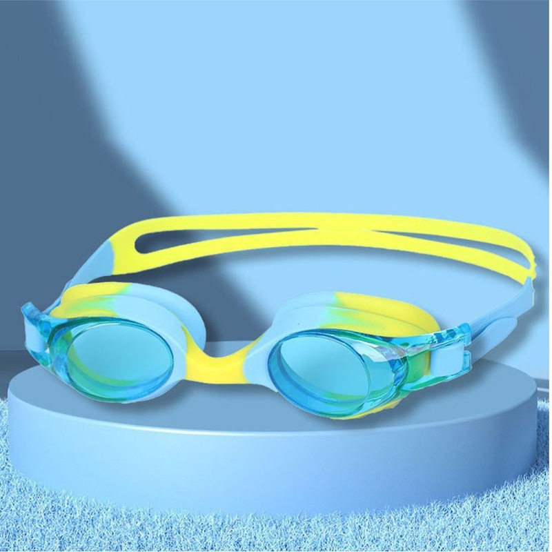 Tie Dye Yellow Blend with Blue Anti Fog UV Protection Leakproof Design Swim Goggles for Kids, 1yr – 4yrs