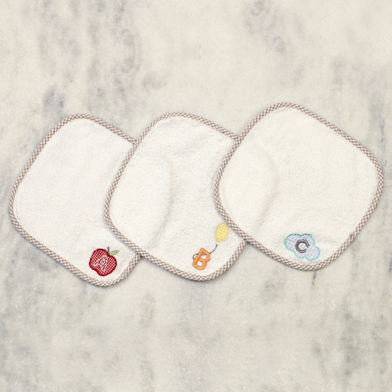 A for Apple Wash Cloths, Set of 3