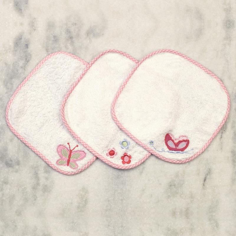 Butterfly Kisses Wash Cloths, Set of 3