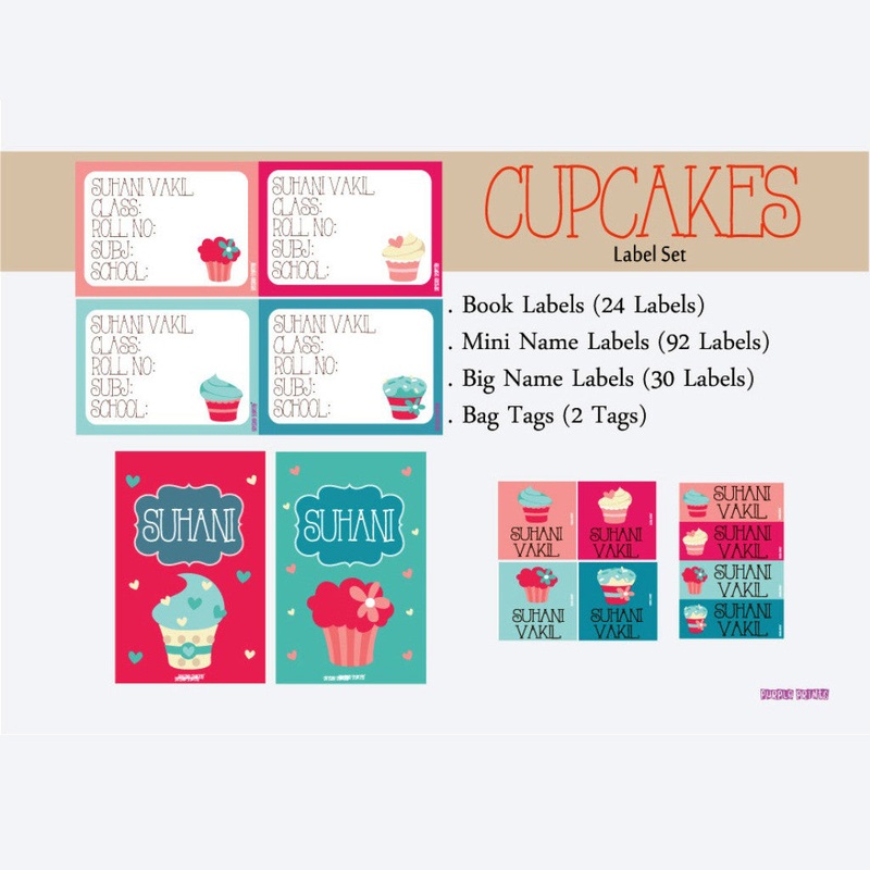 Label Set – Cupcake, 146 labels and 2 bag tags
