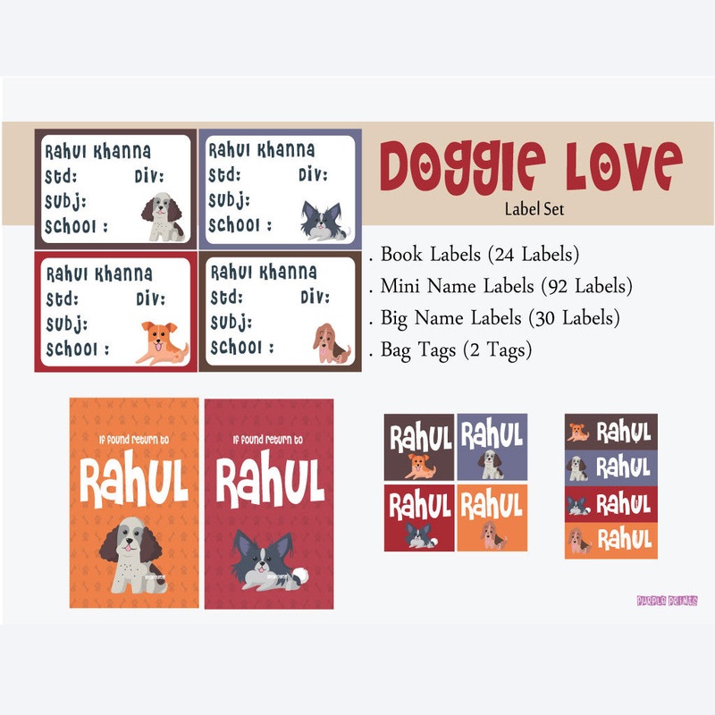 Label Set – Doggie, 146 labels and 2 bag tags