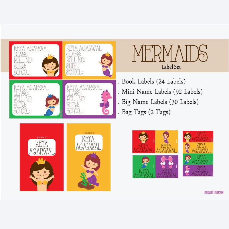 Label Set – Mermaid, 146 labels and 2 bag tags
