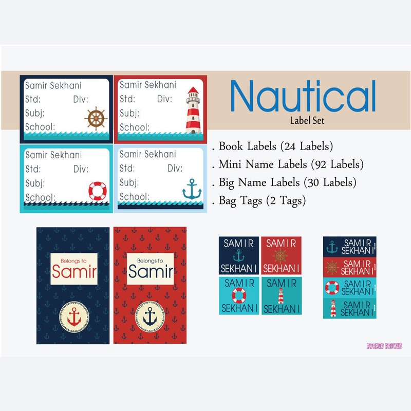 Label Set – Nautical, 146 labels and 2 bag tags