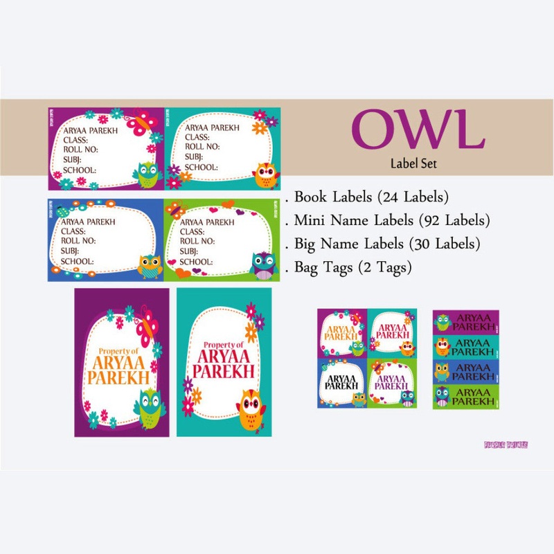 Label Set – Owl, 146 labels and 2 bag tags