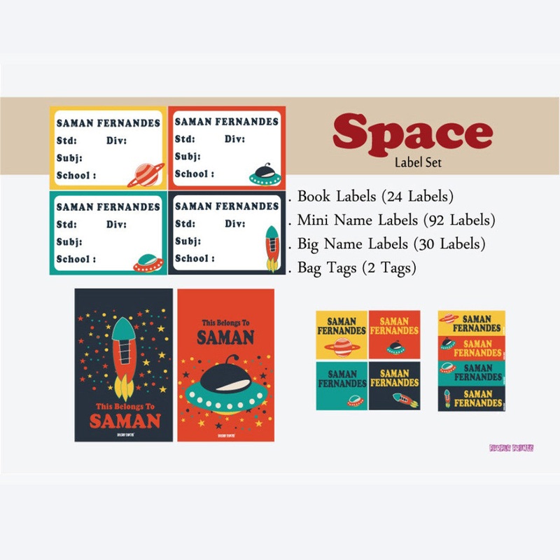 Label Set – Space, 146 labels and 2 bag tags