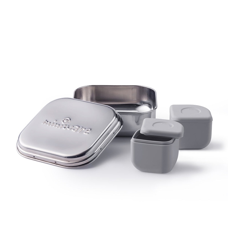 Miniware Grow Bento + 2 Silipods Lunch Box, Grey