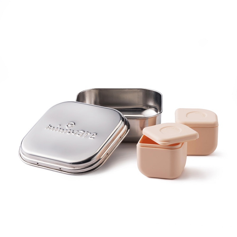 Miniware Grow Bento + 2 Silipods Lunch Box, Peach