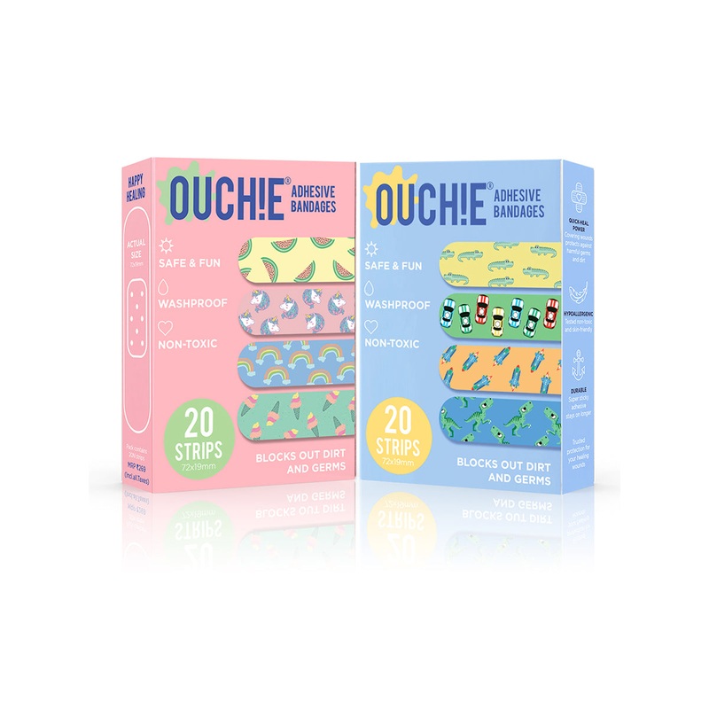 ‘Ouchie Printed Bandages’  Combo Pack of 2 (20 x 2 = 40) (Pink & Blue)