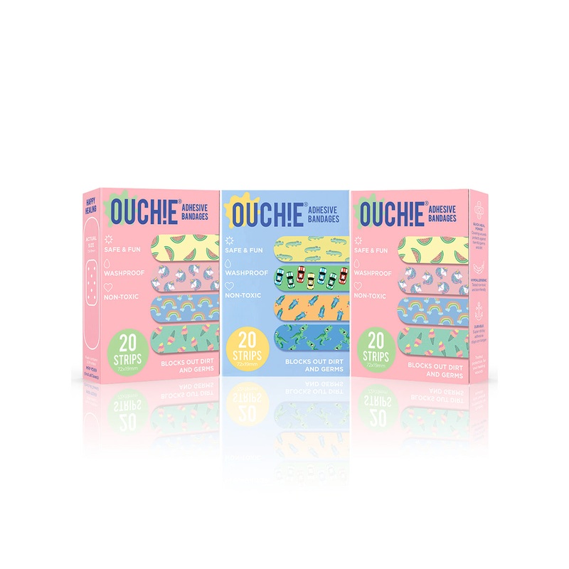 ‘Ouchie Printed Bandages’  Combo Pack of 3 (20 x 3 = 60) (2 Pink & 1 Blue)