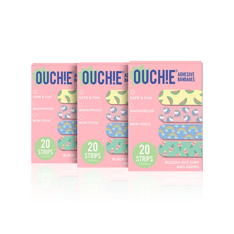 ‘Ouchie Printed Bandages’  Combo Pack of 3 (20 x 3 =60) (Pink)