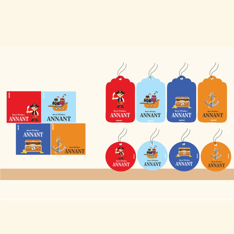 Personalised Gift Tag Set – Pirates, Set of 80