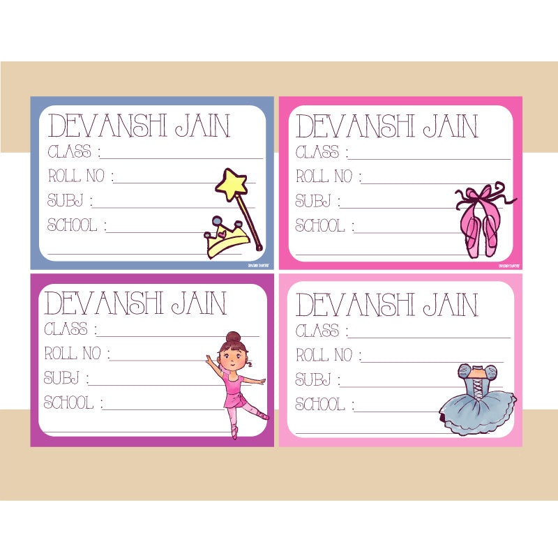 Personalised School Book Labels – Ballerina, Pack of 36