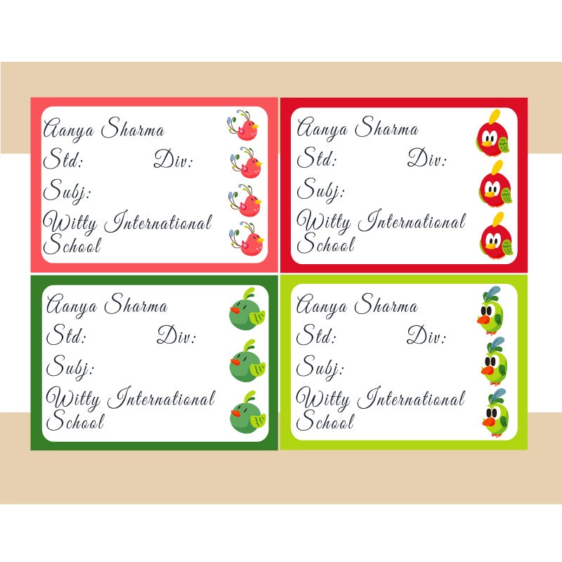 Personalised School Book Labels – Birds, Pack of 36