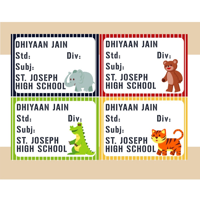Personalised School Book Labels – Jungle, Pack of 36