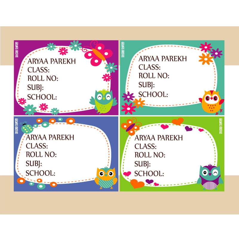 Personalised School Book Labels – Owl, Pack of 36